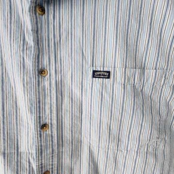 Signature by Levi Strauss XL Blue Striped Cotton Shirt | Chemise rayée bleue XL - Picture 2 of 8